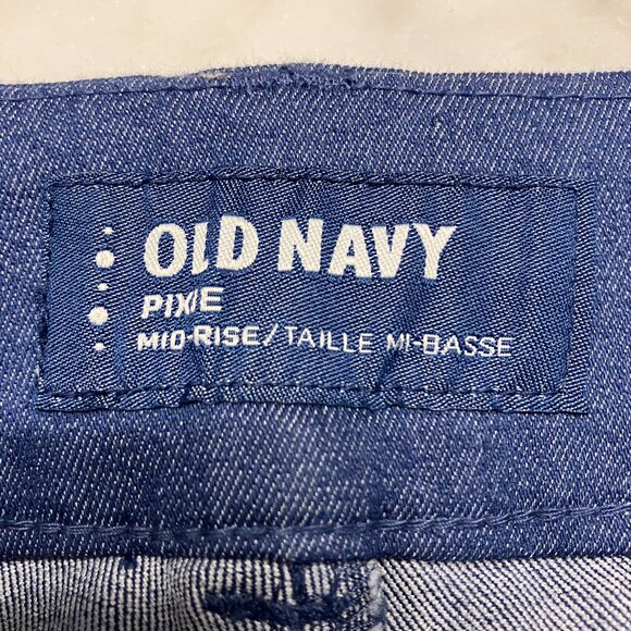 Old Navy Women’s Pixie Mid Rise Ankle Pants Flower Design Blue & White Size 4 - Picture 2 of 7